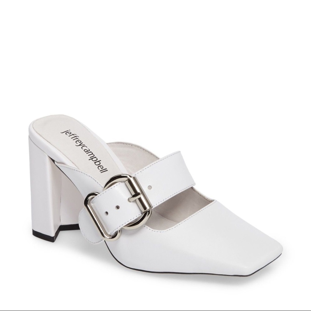 jeffry Campbell audriss Mary Jane mules. White